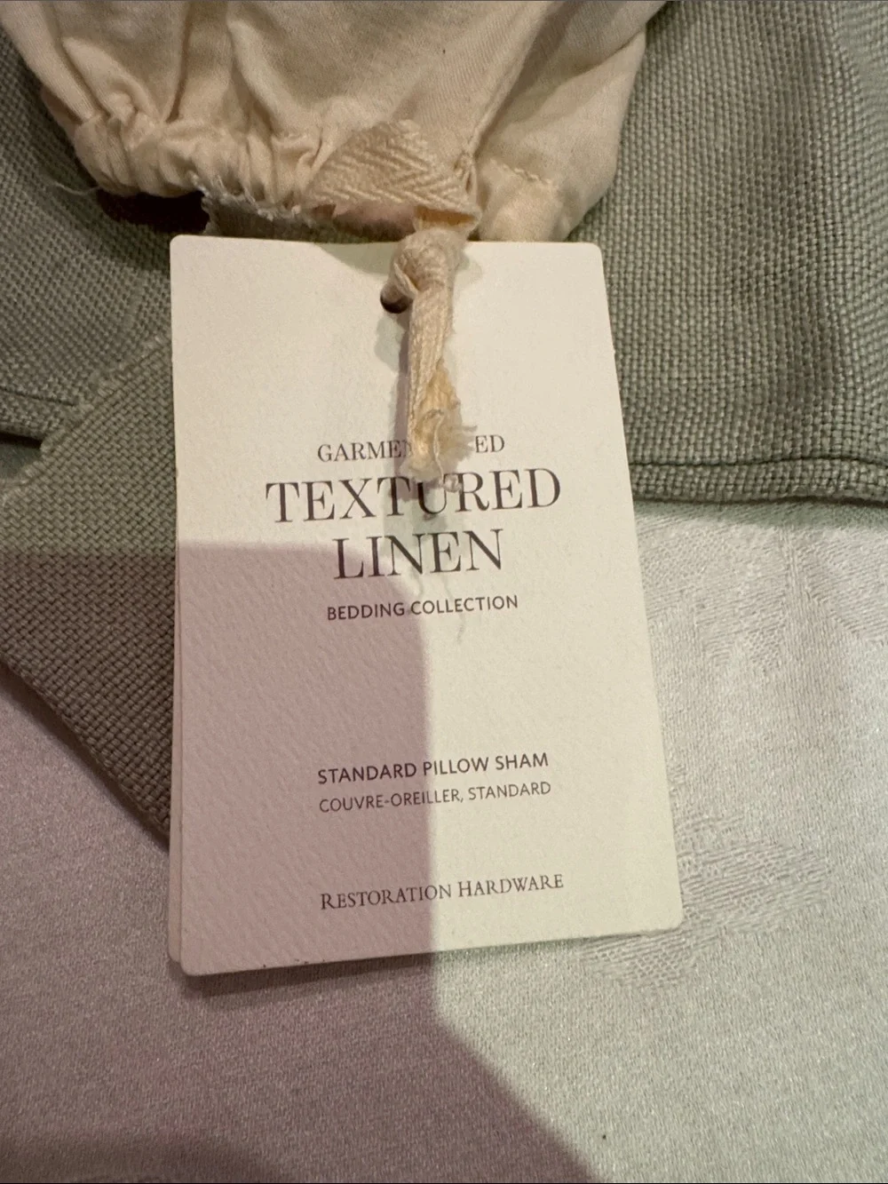Restoration Hardware Eucalyptus Green Garment Dyed Linen Standard Sham Pair